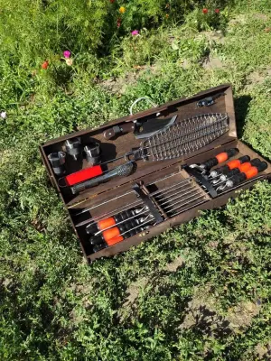 Bbq-box-2, Набір шампурів, шампури у кейсі, подарунок, подарунок чоловіку, bbq, grill